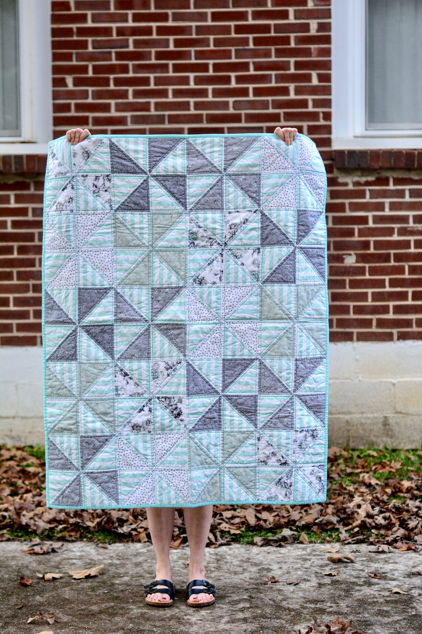 Coastal Pinwheels Throw Quilt