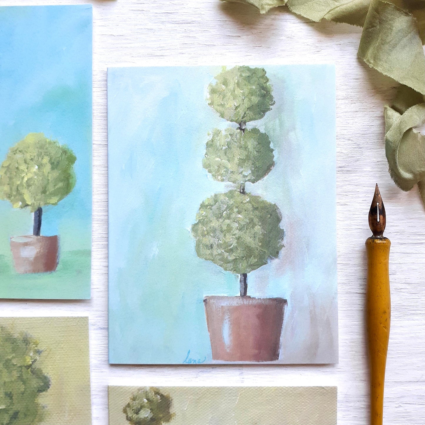 Topiary Folded Notecards - set of 4